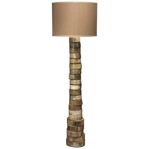 Maklaine Stacked Horn Floor Lamp With Elephant Hemp Shade in Brown