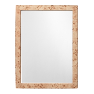 Maklaine Handmade Burl Wood Veneer Rectangle Wall Mirror in Natural