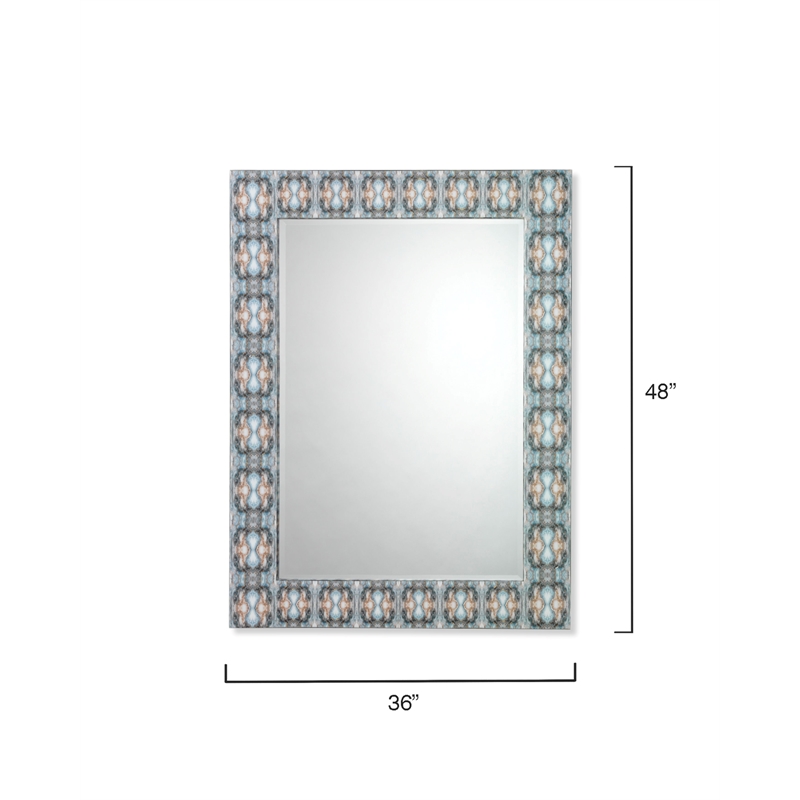Maklaine Paper and Lacquer Beveled Inkblot Wall Mirror in Indigo Blue