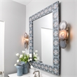 Maklaine Paper and Lacquer Beveled Inkblot Wall Mirror in Indigo Blue