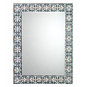 Maklaine Paper and Lacquer Beveled Inkblot Wall Mirror in Indigo Blue