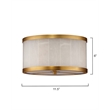 Maklaine Small Alabaster and Brass Flush Mount Ceiling Light in White