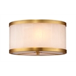 Maklaine Small Alabaster and Brass Flush Mount Ceiling Light in White