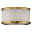 Maklaine Small Alabaster and Brass Flush Mount Ceiling Light in White