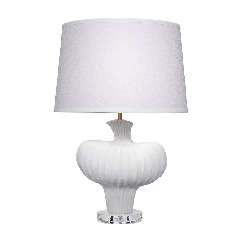 Maklaine Handmade Sculptural Ceramic Table Lamp With Boucle Shade in White