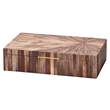 Maklaine Contemporary Straw Marquetry Decorative Storage Box in Brown