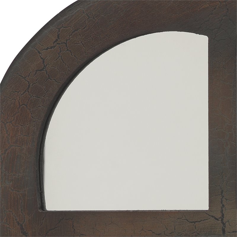 Maklaine Hand-Carved Wood Rustic Window Wall Mirror in Antique Brown