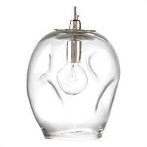 Maklaine 1-Light Large Dimpled Glass Coastal Pendant in Clear/Silver