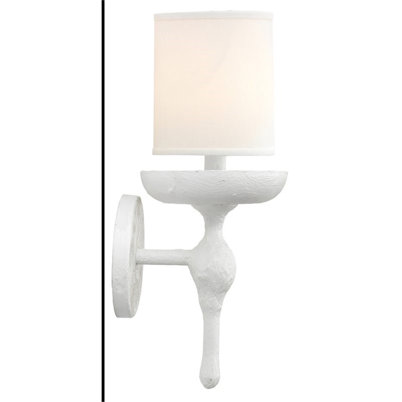Maklaine 1-Light White Plaster Steel Metal Wall Sconce in White