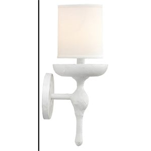 Maklaine 1-Light White Plaster Steel Metal Wall Sconce in White