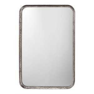 Maklaine Hand-Finished Iron Silver Leaf Rounded Edge Vanity Mirror
