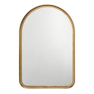 Maklaine Gold Leaf Metal Arch Transitional Wall Mirror in Gold