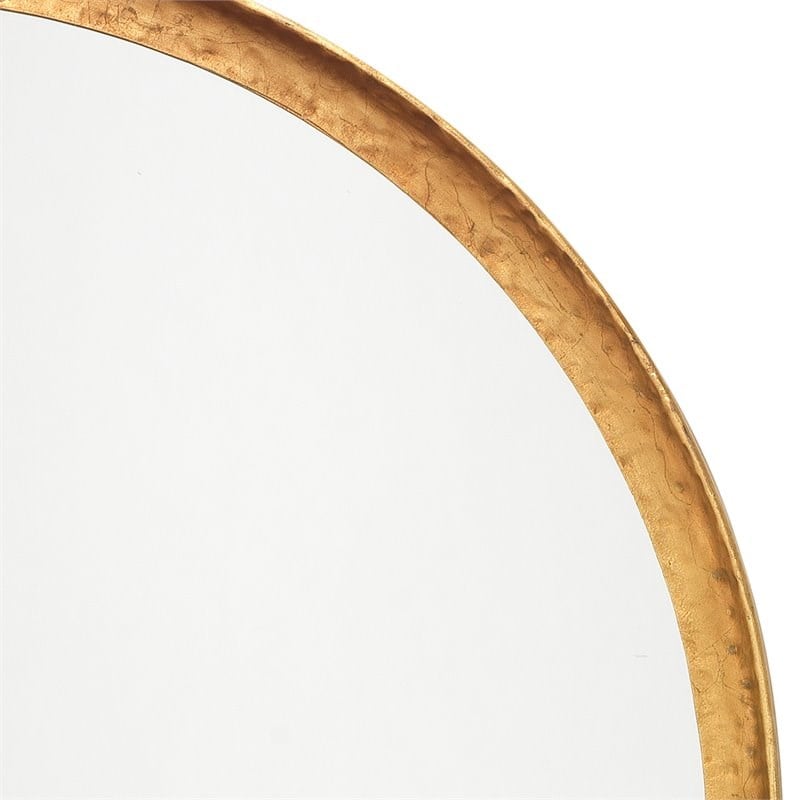 Maklaine Gold Leaf Metal Arch Transitional Wall Mirror in Gold