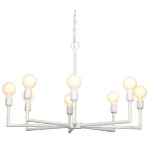 Maklaine Contemporary 8-Light White Gesso Plaster Steel Metal Chandelier