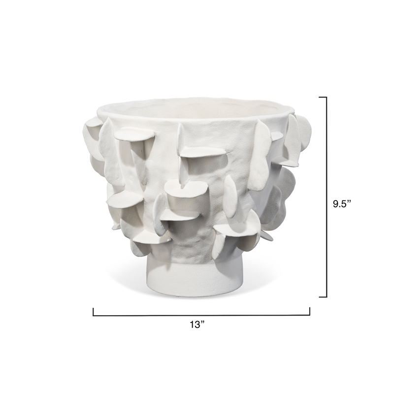 Maklaine Handmade Ceramic Paillette-Textured Decorative Vase in White