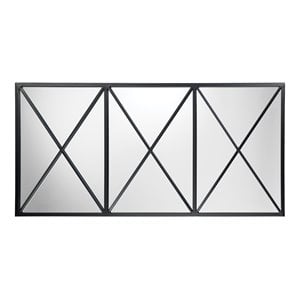 Maklaine 48&quot Hand-Forged Iron Farmhouse X-Frame Wall Mirror in Black