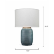 Maklaine Reactive Glaze Ceramic Table Lamp With Linen Shade in Blue/Brass