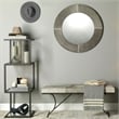 Maklaine Handcrafted Cowhide and Leather Round Wall Mirror in Gray