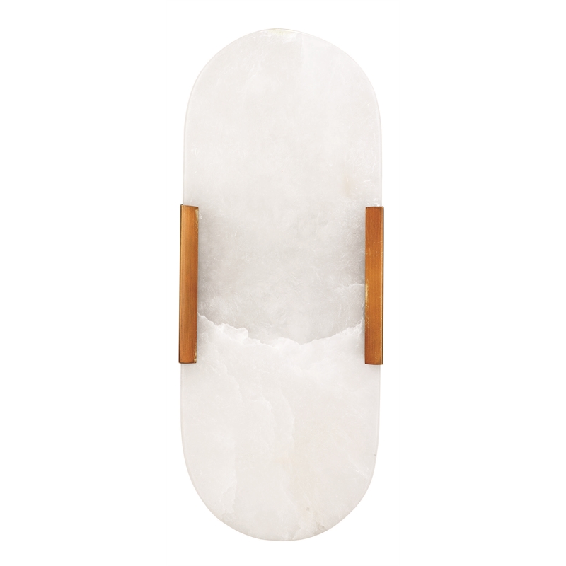 Maklaine 2-Light Floating Alabaster and Steel Wall Sconce in Antique Brass