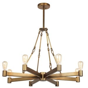 Maklaine 8-Light Streamlined Steel Metal Chandelier in Antique Brass