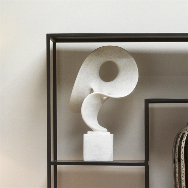 Maklaine Handcrafted Organic Polyresin Sculpture on Stand in White