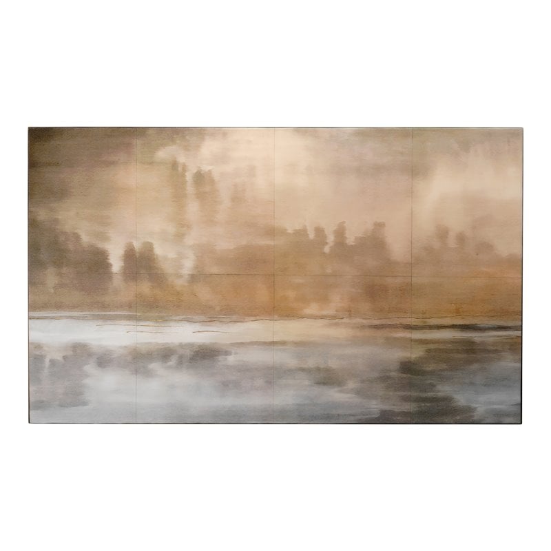 Maklaine Watercolor-Inspired MDF Wood Transitional Wall Art in Brown/Slate
