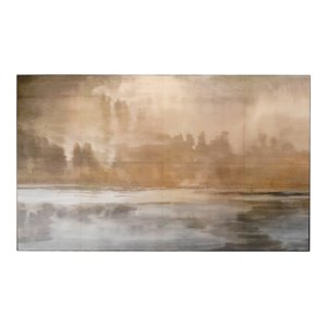 Maklaine Watercolor-Inspired MDF Wood Transitional Wall Art in Brown/Slate