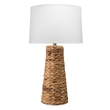 Maklaine Handwoven Seagrass Coastal Table Lamp With Linen Cone Shade