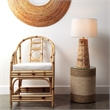 Maklaine Handwoven Seagrass Coastal Table Lamp With Linen Cone Shade