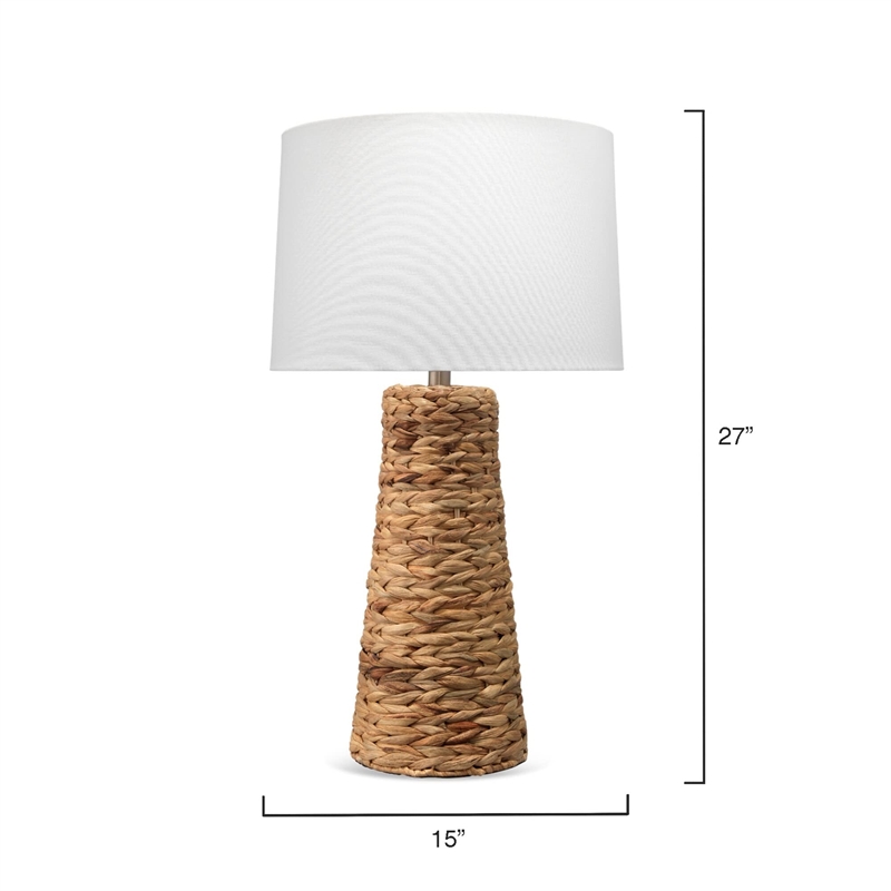 Maklaine Handwoven Seagrass Coastal Table Lamp With Linen Cone Shade