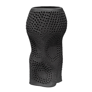 maklaine hand-perforated porcelain decorative vase in matte black