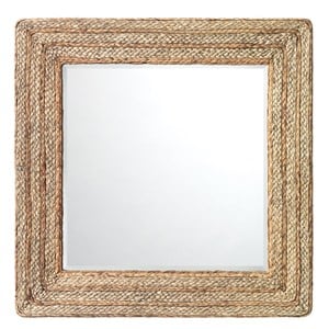 Maklaine Braided Seagrass Square Coastal Wall Mirror in Natural