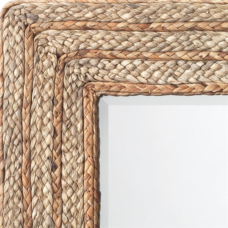 Maklaine Braided Seagrass Square Coastal Wall Mirror in Natural