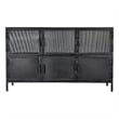 Maklaine Hand-Forged 6-Door Iron and Reeded Glass Console in Black