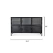 Maklaine Hand-Forged 6-Door Iron and Reeded Glass Console in Black