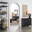 Maklaine Hand-Forged 6-Door Iron and Reeded Glass Console in Black