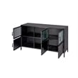 Maklaine Hand-Forged 6-Door Iron and Reeded Glass Console in Black