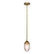 Maklaine Ribbed Glass and Iron Small Pendant Light in Antique Brass