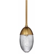 Maklaine Ribbed Glass and Iron Small Pendant Light in Antique Brass