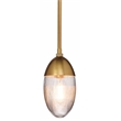 Maklaine Ribbed Glass and Iron Small Pendant Light in Antique Brass