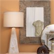 Maklaine Handmade Hexagon Alabaster Stone Table Lamp in White