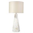 Maklaine Handmade Hexagon Alabaster Stone Table Lamp in White