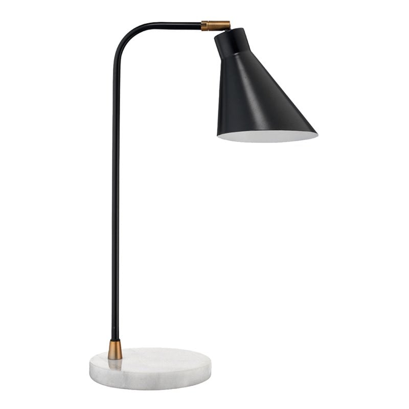Maklaine Iron and Marble Adjustable Task Lamp in Black/Antique Brass