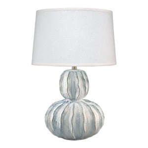 Maklaine Handmade Gourd Reactive Glaze Ceramic Table Lamp in White/Blue