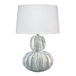 Maklaine Handmade Gourd Reactive Glaze Ceramic Table Lamp in White/Blue