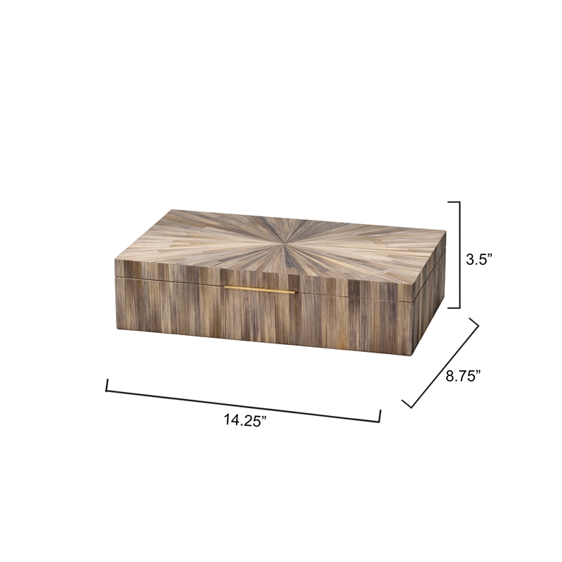 Maklaine Straw Marquetry Decorative Box With Suede Lining in Gray