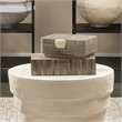 Maklaine Straw Marquetry Decorative Box With Suede Lining in Gray