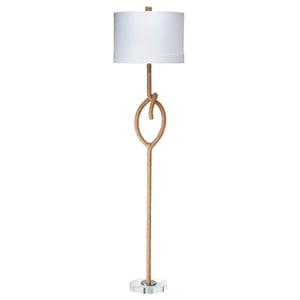 Maklaine Nautical Corn Rope Floor Lamp With Linen Drum Shade in Natural