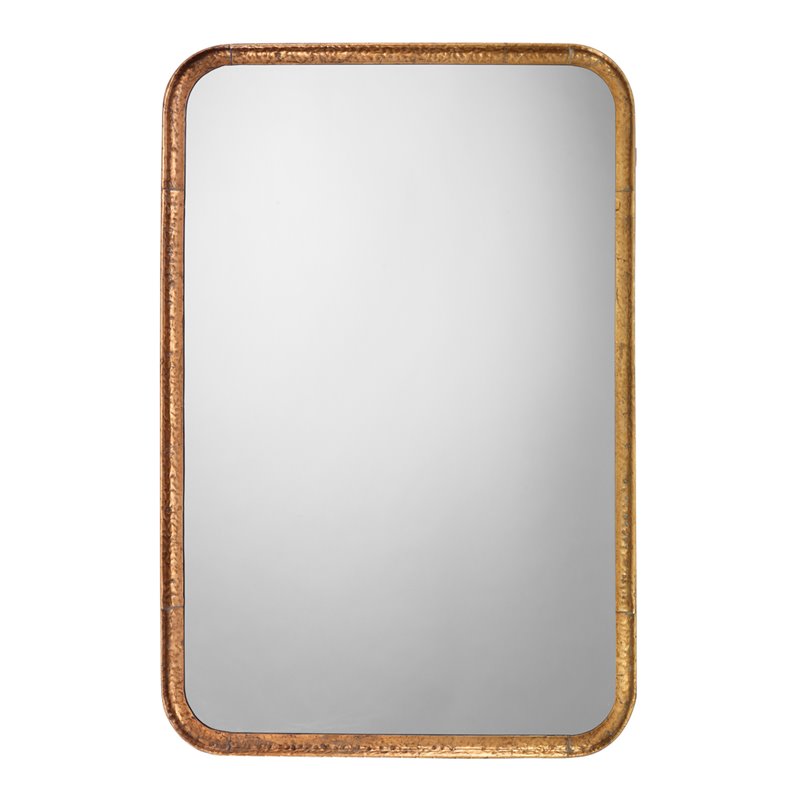 Maklaine Contemporary Iron Rounded Rectangle Vanity Mirror in Gold Leaf