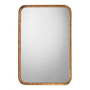 Maklaine Contemporary Iron Rounded Rectangle Vanity Mirror in Gold Leaf